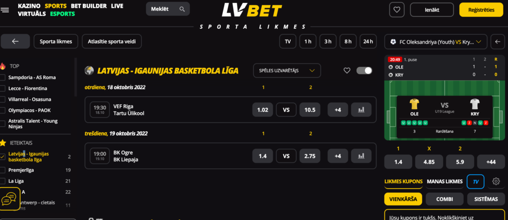 lvbet sporta likmes